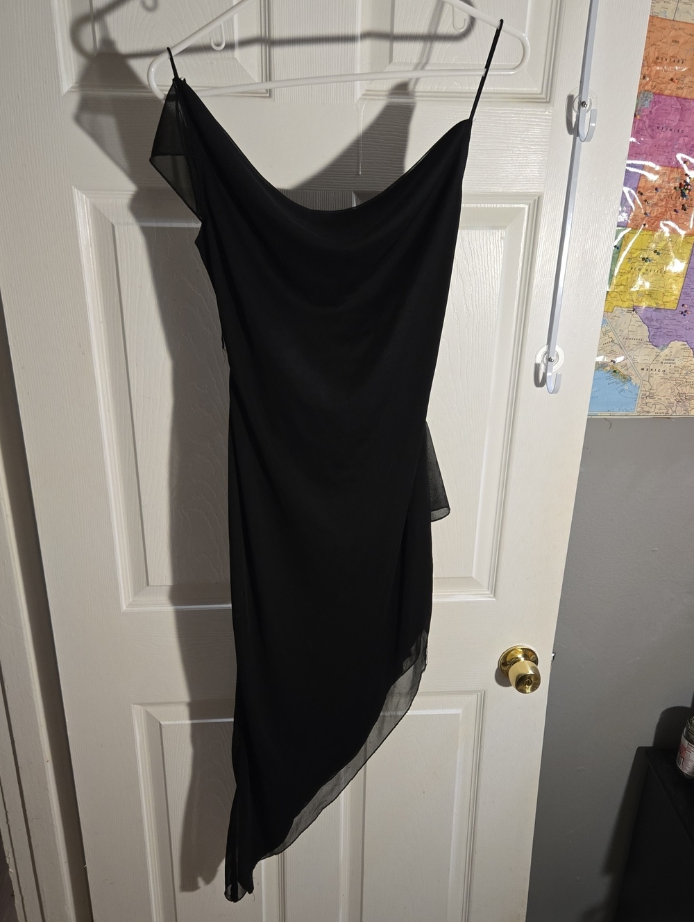 Vintage Black Backless Asymmetric Slip Dress